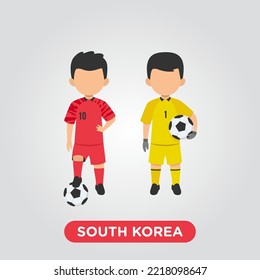 Vector Design illustration of collection of South Korea football player with children illustration (goal keeper and player).