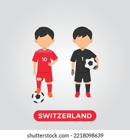 Vector Design illustration of collection of  Switzerland football player with children illustration (goal keeper and player).