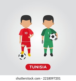 Ilustración de Vector Design de la colección del futbolista tunecino con ilustración infantil (portero y jugador).
