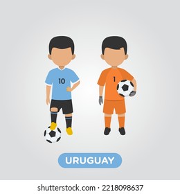 Vector Design illustration of collection of Uruguay football player with children illustration (goal keeper and player).
