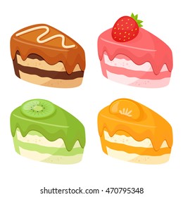Vector design illustration colorful Piece of cake, dessert, sweet.