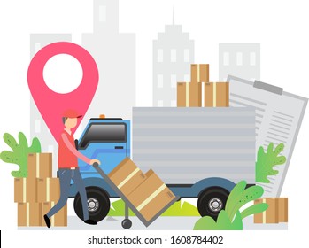 vector design illustration of the concept of delivering goods .Suitable for web landing page, ui, mobile app, editorial design, flyer, banner, and other related occasion