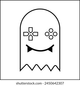 vector design illustration of console silhouette with ghost shape in black and white. suitable for logos, icons, posters, advertisements, banners, companies, t-shirt designs, stickers, websites.