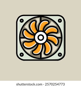 vector design illustration of cooling fan on computer, plain background.