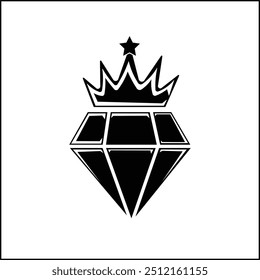 vector design illustration of a crown and crystal silhouette in black and white. suitable for logos, icons, posters, advertisements, banners, companies, t-shirt designs, stickers, websites.