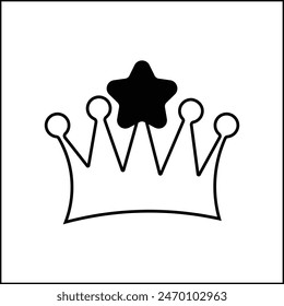 vector design illustration of a crown and star silhouette in black and white. suitable for logos, icons, posters, advertisements, banners, companies, t-shirt designs, stickers, websites.