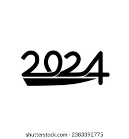 Vector design illustration of custom minimalist text with the numbers 2024 in black to welcome the new year 2024