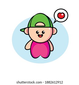 Vector Design Illustration of a cute bald boy singing