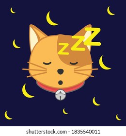 vector design illustration of cute cat sleeping