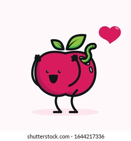 Vector design illustration of cute and funny kawaii apple character.Good for children product icon logo design concept