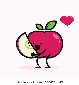 Vector design illustration of cute and funny kawaii apple character.Good for children product icon logo design concept