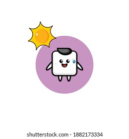 Vector Design Illustration of cute sweating white tofu