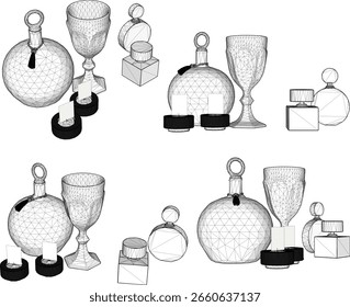 Ilustración de diseño de Vector de adornos decorativos, botellas decorativas, abstracto, moderno, clásico, vintage, étnico, tradicional 