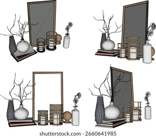 Vektordesign-Illustration von dekorativen Ornamenten für moderne minimalistische Innendekoration