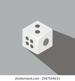 A vector design illustration of a dice game icon, the white coloured dice have shadows.