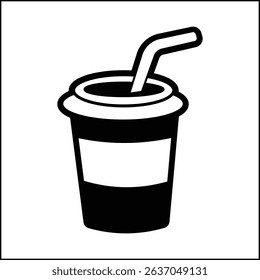 Vector design illustration of drink cup silhouette in black and white color. suitable for logo, icon, poster, advertisement, banner, company, t-shirt design, sticker, website.
