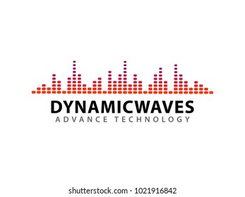 vector design illustration of dynamic sound wave, radio frequency modulation, random sound wave, amplitude wave, vibration, signal, pulse
