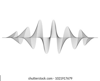 ilustración vectorial de onda de sonido dinámica, modulación de radiofrecuencia, onda de sonido aleatoria, onda de amplitud, vibración, señal, pulso