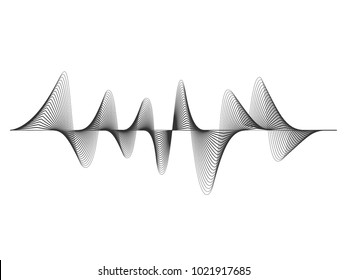 vector design illustration of dynamic sound wave, radio frequency modulation, random sound wave, amplitude wave, vibration, signal, pulse