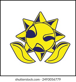 vector design illustration of the earth sun in yellow and blue colors in a simple style. suitable for logos, icons, posters, advertisements, banners, companies, t-shirt designs, stickers, websites.