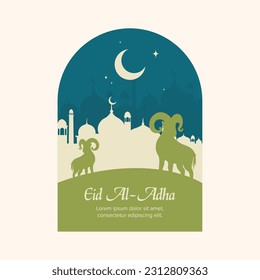 Vektordesign-Illustration für Eid al-Adha. Für Unternehmen, die Gemeinschaft und die Industrie verwendbar