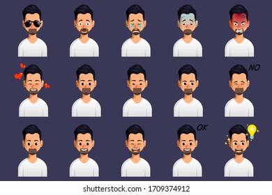 Vector design illustration of emoticon set character.Avatar icon pack.Chat message application sticker