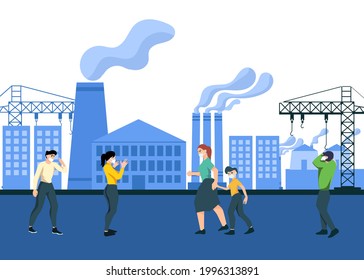 Vector Design Illustration of Environmental problems, air pollution. City Background. Flat Design