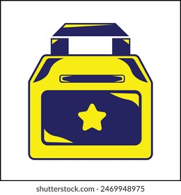 vector design illustration of a food bag in yellow and blue colors in a simple style. suitable for logos, icons, posters, advertisements, banners, companies, t-shirt designs, stickers, websites.