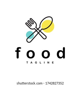 Ilustración de diseño vectorial del concepto de comida de un icono de cuchara y logotipo de tenedor. para plantilla de marca, icono, etc.