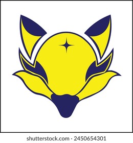 vector design illustration of a fox head in yellow and blue colors in a simple style. suitable for logos, icons, posters, advertisements, banners, companies, t-shirt designs, stickers, websites.