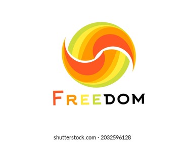 Vector design illustration of the freedom logo with the symbol of two horns facing each other to form a colorful circle that symbolizes freedom
