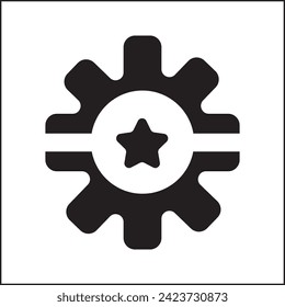 vector design illustration of gear and star silhouettes in black and white. suitable for logos, icons, posters, advertisements, banners, companies, t-shirt designs, stickers, websites.