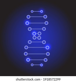 vector design illustration, glow genetic spiral or DNA curve on blue back ground