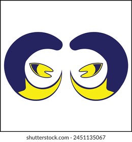 vector design illustration of goat's horns and eyes in yellow and white colors and simple style. suitable for logos, icons, posters, advertisements, banners, companies, t-shirt designs, stickers.