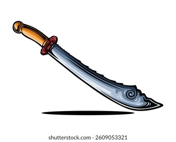 Vector Design Illustration of a Golok or Single-Edged Sword