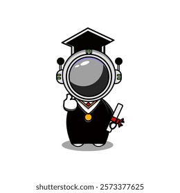 vector design illustration of graduation astronaut mascot