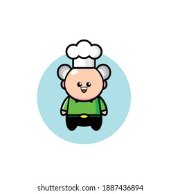 Vector design illustration of a grandfather being a chef