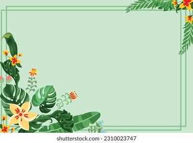 vector design, illustration of green tropical background with empty area
