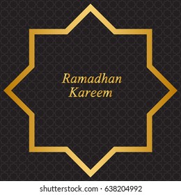 vector design illustration greeting card or cover, of Gold Islamic ornaments and Ramadan Kareem label. composition of muslim holy month