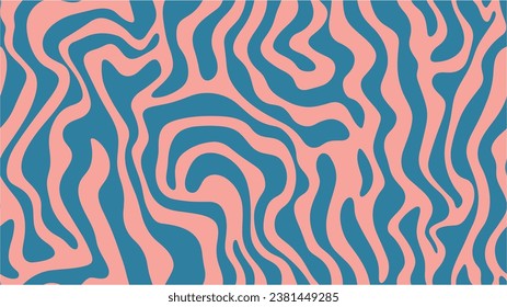 Vector design illustration. Groovy wave print. Abstract horizontal background with colorful waves. Groovy hippie 70s background. Ebru like marbling pattern. Abstract Art. Seamless.