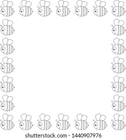 Vector design. Illustration with honeybee. Outline frame with yellow bee with black stripes, wings, antennae, sting. For cads, invitations, prints, clothes, covers.
