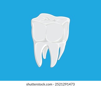 desenho vetorial ilustração de um dente molar humano em branco sobre um fundo azul