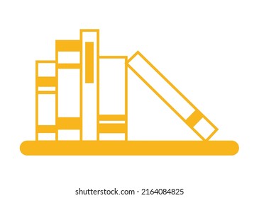 vector design, illustration, icon or symbol shape of a stack of books on a shelf