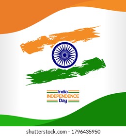 Vektordesign-Illustration indischer Flagge mit Wortlaut india Unabhängigkeitstag