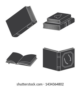 Vector design of illustration and information logo. Set of illustration and bookstore stock symbol for web.