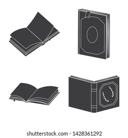 Vector design of illustration and information symbol. Set of illustration and bookstore stock symbol for web.