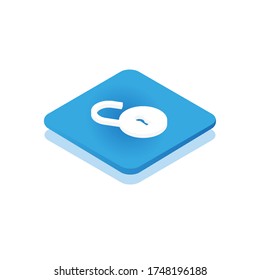 Vector design illustration of isometric padlock icon. 3d isometric icon.White padlock icon in blue background