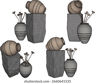 Vector design illustration of a jug, a water jug, for classic, vintage, ethnic, traditional interior decoration