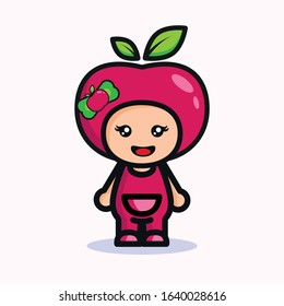 Vector design illustration of kawaii apple character.Cute and funny apple.Perfect for icon logo design food and beverage product