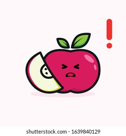 Vector design illustration of kawaii red apple.Perfect for your icon logo design bussines product and food and beverage product